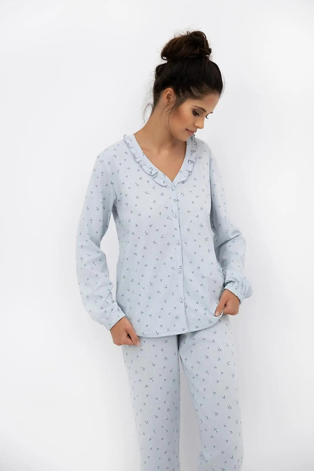 Lucille | pigiama lungo da donna in cotone a fantasia