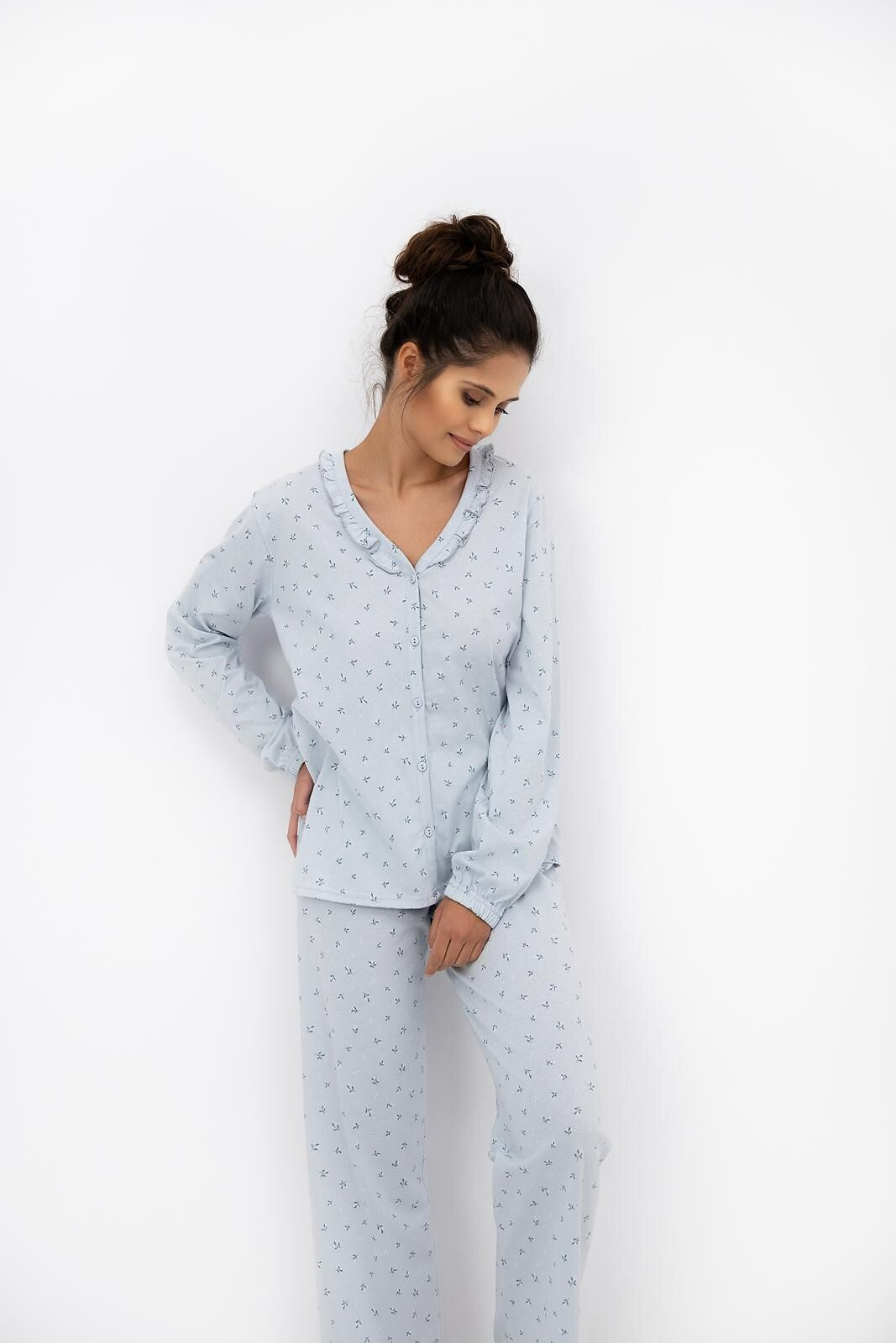 Lucille | pigiama lungo da donna in cotone a fantasia