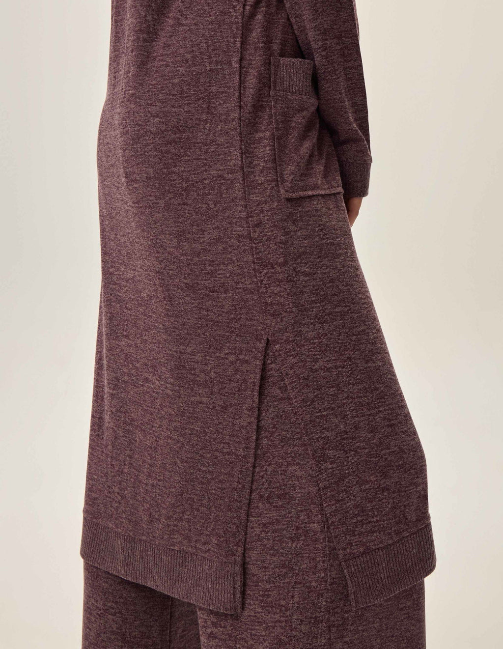 Lunga vestaglia da camera donna in tessuto mélange - fudge