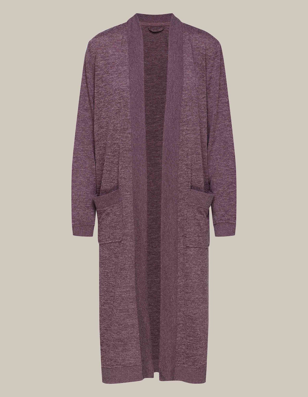 Lunga vestaglia da camera donna in tessuto mélange - fudge