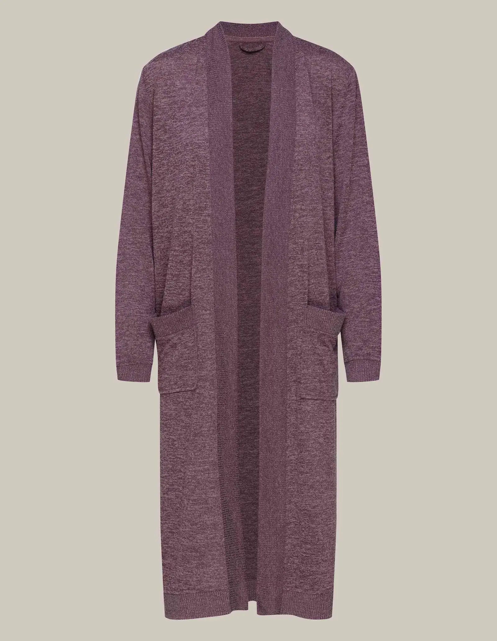 Lunga vestaglia da camera donna in tessuto mélange - fudge