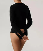 Maglia donna manica lunga in cotone elasticizzato