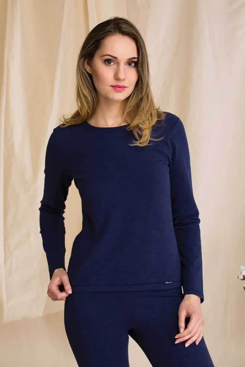 Maglia donna termica manica lunga in cotone felpato - hot