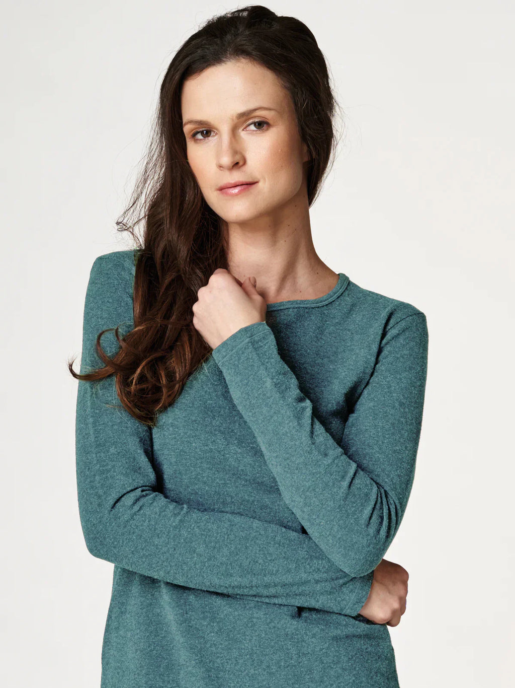 Maglia donna termica manica lunga in cotone felpato - hot