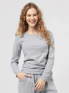 Maglia donna termica manica lunga in cotone felpato - hot