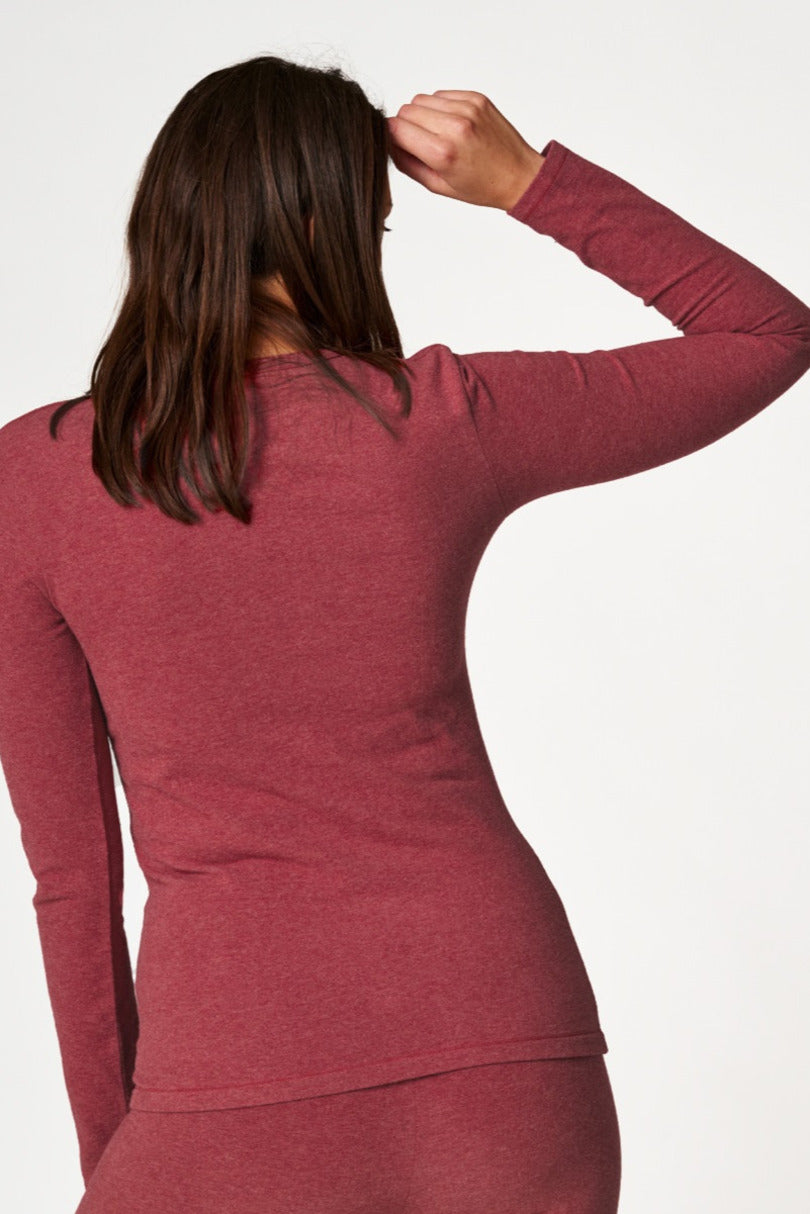 Maglia donna termica manica lunga in cotone felpato - hot