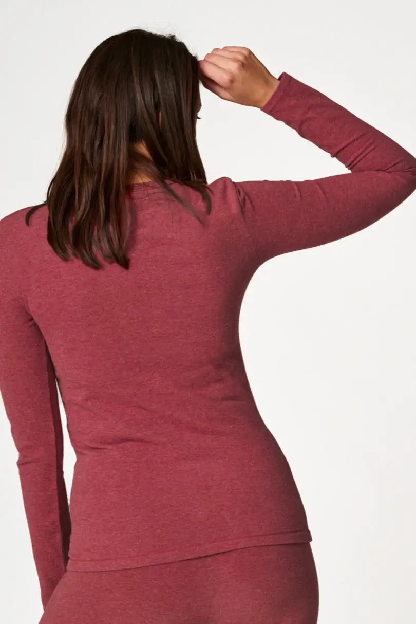 Maglia donna termica manica lunga in cotone felpato - hot