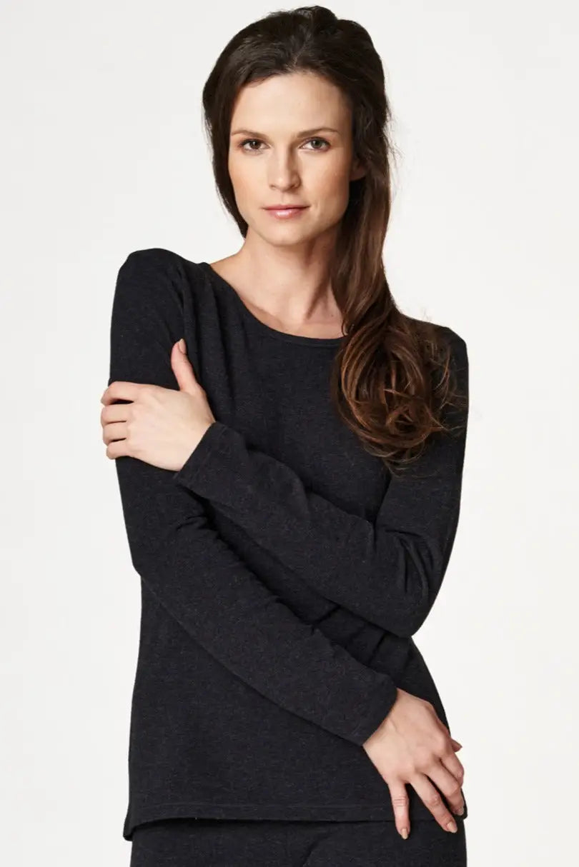 Maglia donna termica manica lunga in cotone felpato - hot