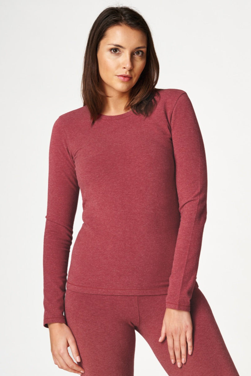 Maglia donna termica manica lunga in cotone felpato - hot