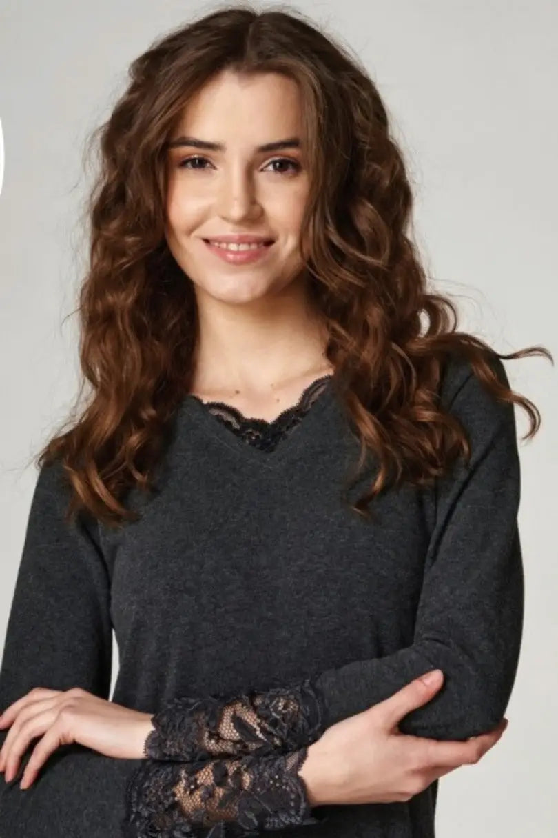 Maglia intima donna manica lunga in cotone felpato - hot