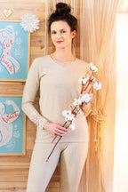 Maglia intima donna manica lunga in cotone felpato - hot