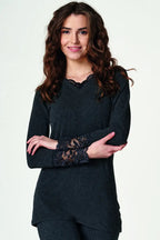 Maglia intima donna manica lunga in cotone felpato - hot