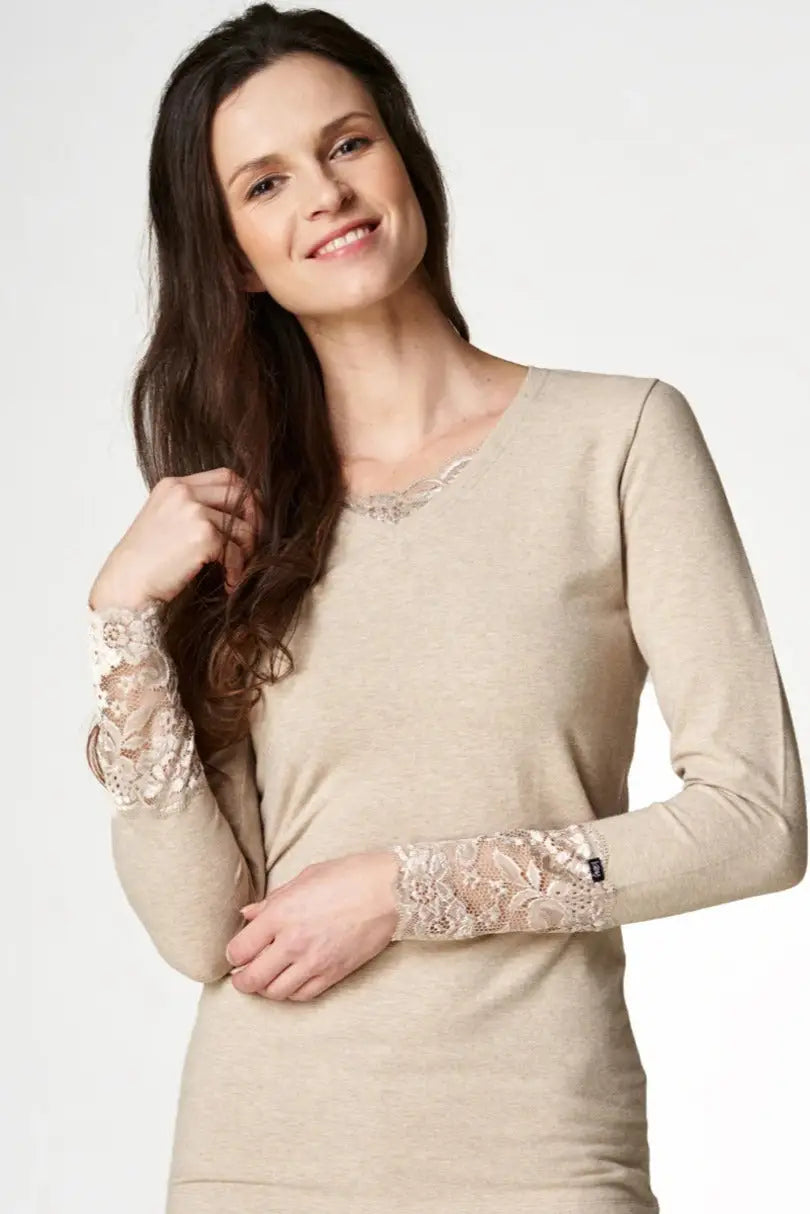 Maglia intima donna manica lunga in cotone felpato - hot