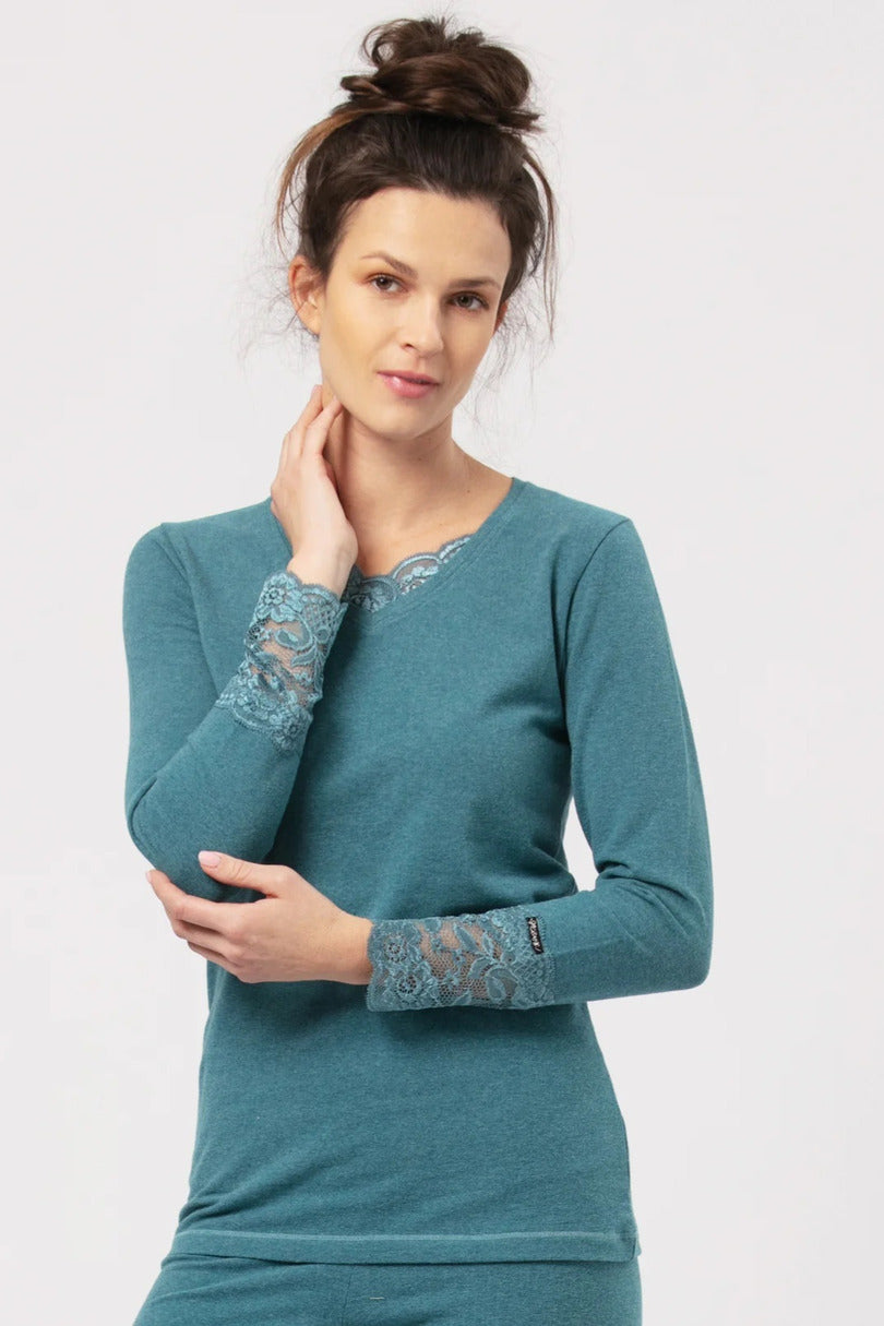 Maglia intima donna manica lunga in cotone felpato - hot