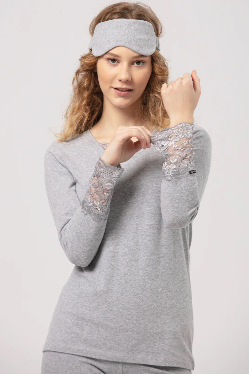 Maglia intima donna manica lunga in cotone felpato - hot
