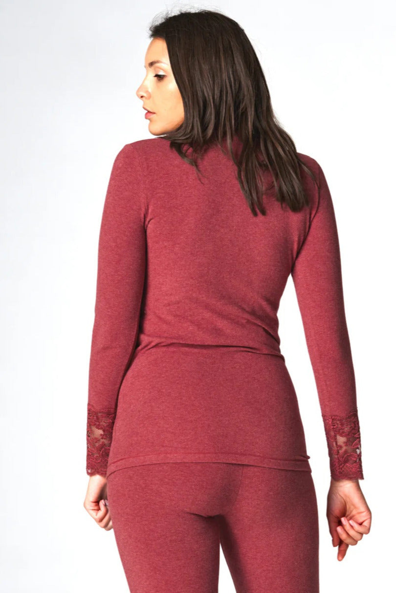 Maglia intima donna manica lunga in cotone felpato - hot