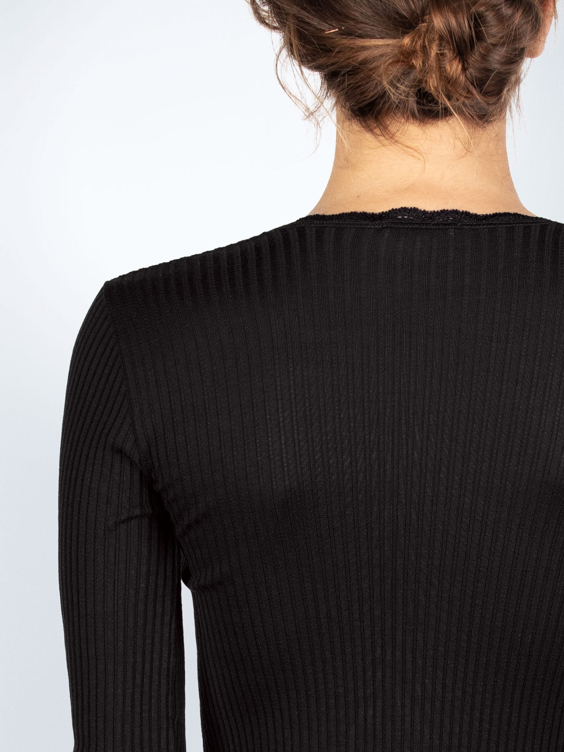 Maglia manica lunga microwool plissè - made in italy