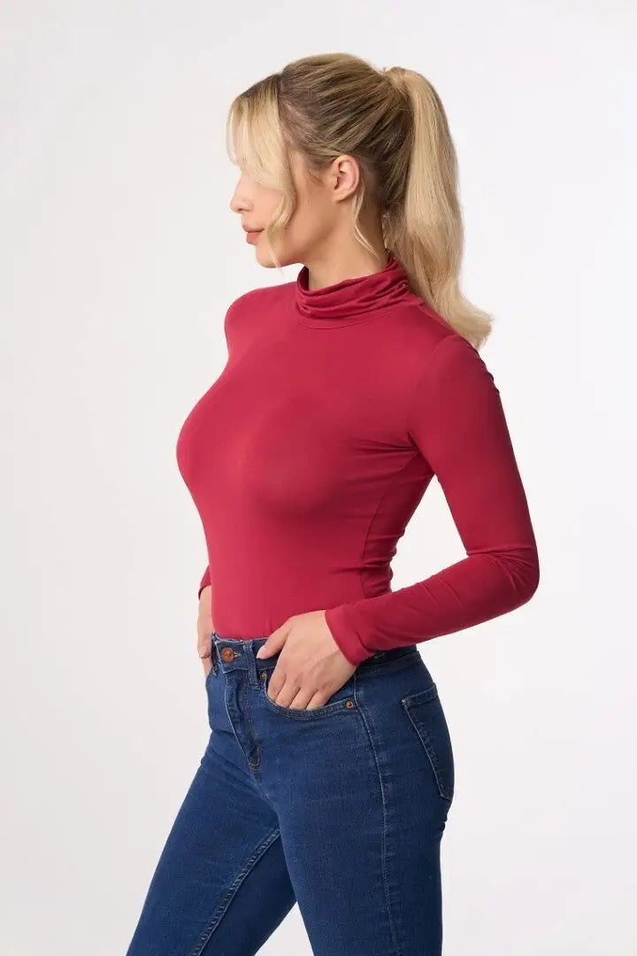 Maglia sottogiacca con collo lato in modal e cotone