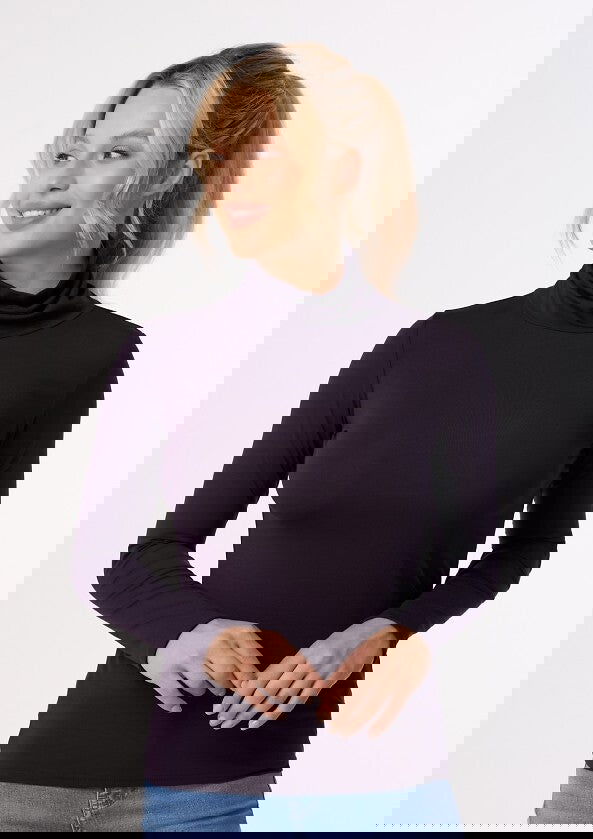 Maglia sottogiacca con collo lato in modal e cotone