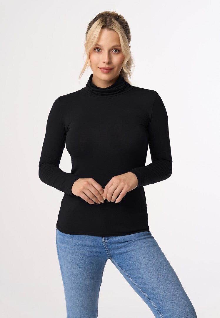 Maglia sottogiacca con collo lato in modal e cotone