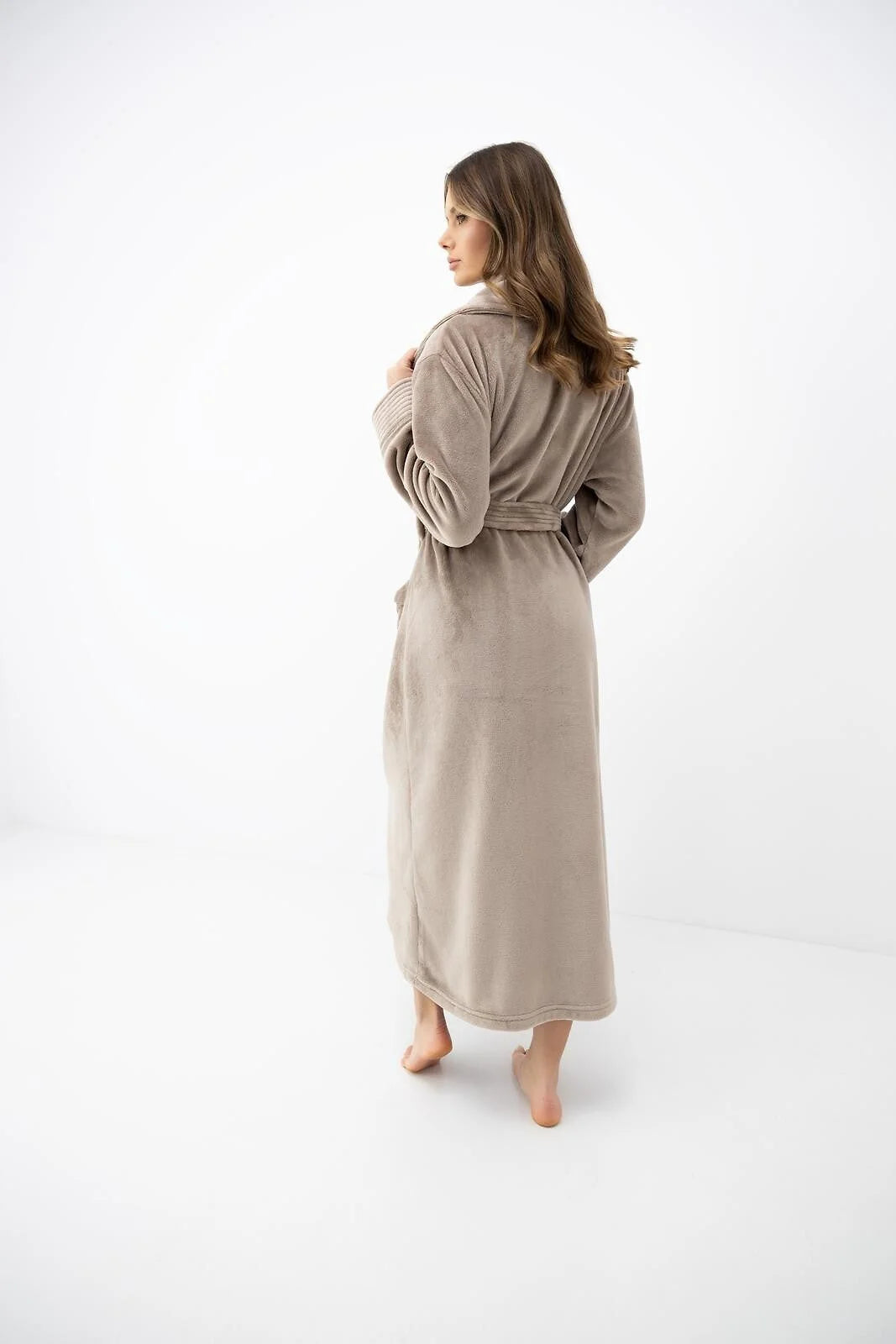Marron - vestaglia calda da donna con collo a scialle