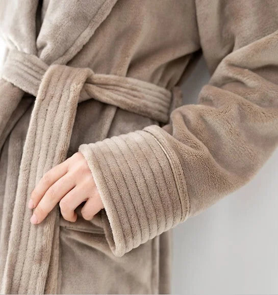 Marron - vestaglia calda da donna con collo a scialle