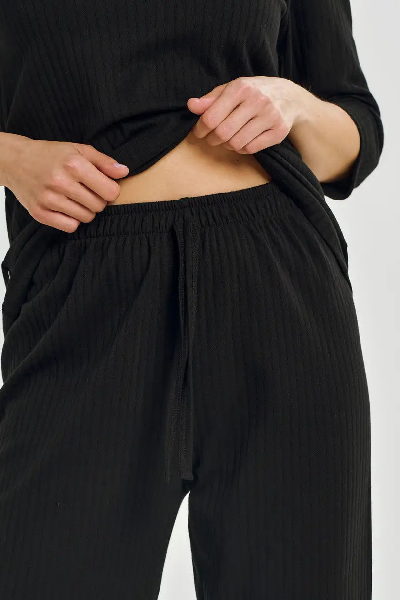 Melania | pigiama donna in cotone con maglia a coste