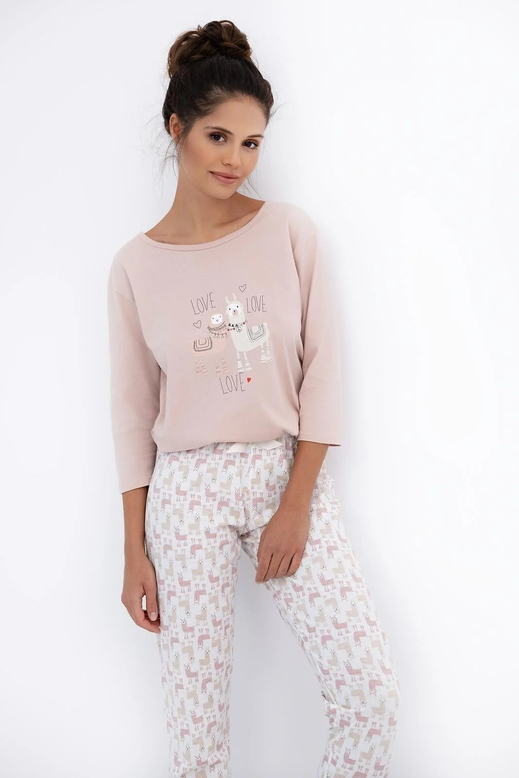 Milani | pigiama donna in cotone - lama - manica 3/4