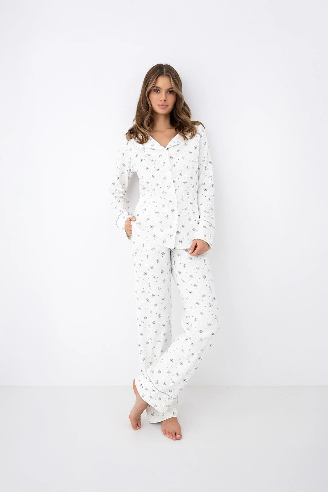 Monroe - pigiama lungo da donna in cotone interlock