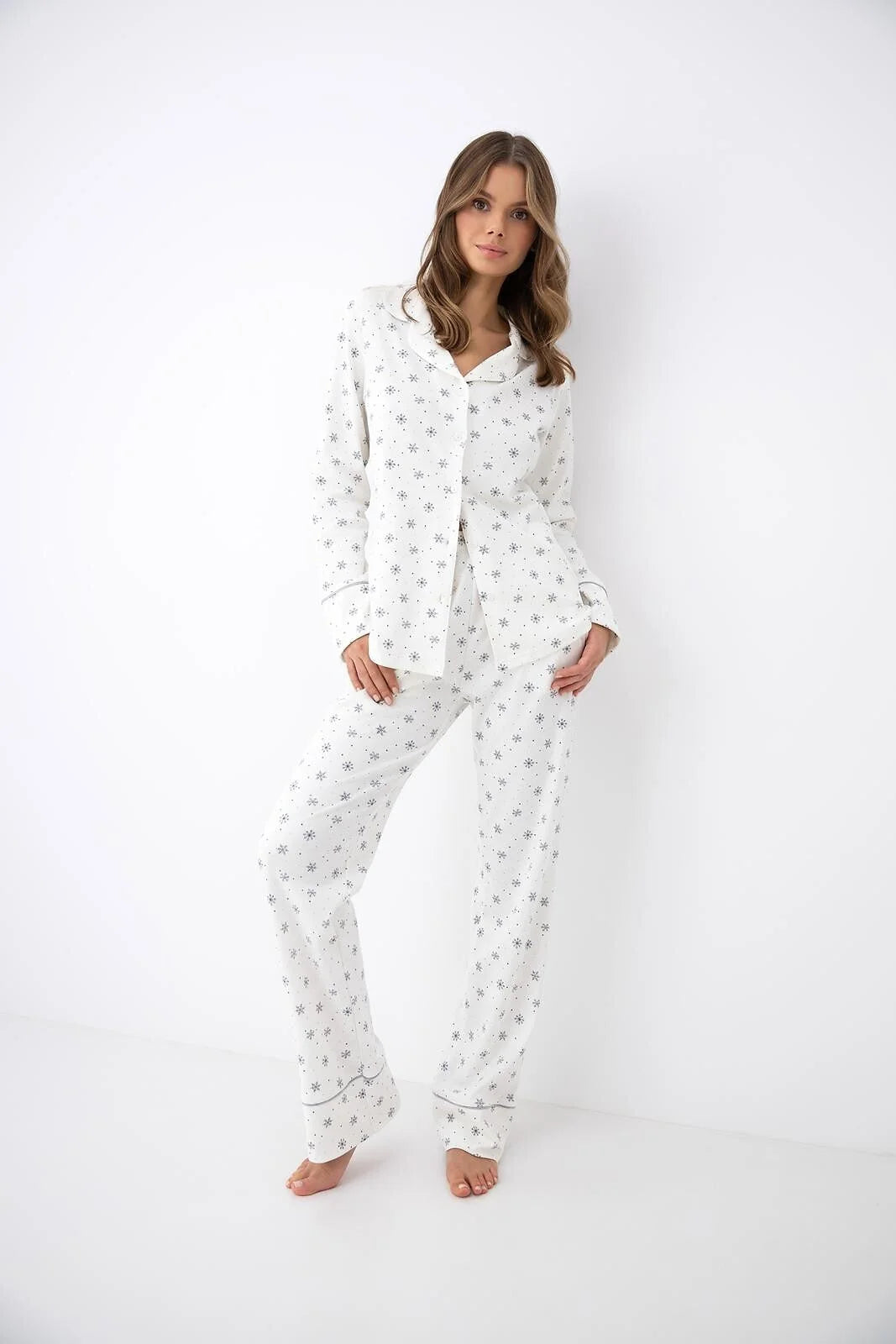 Monroe - pigiama lungo da donna in cotone interlock