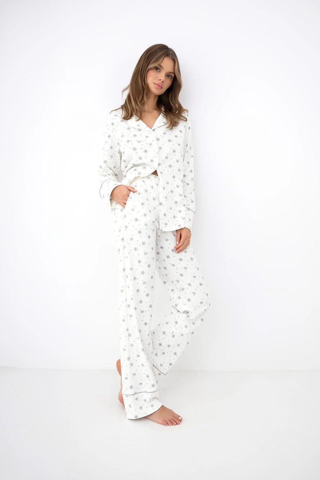 Monroe - pigiama lungo da donna in cotone interlock