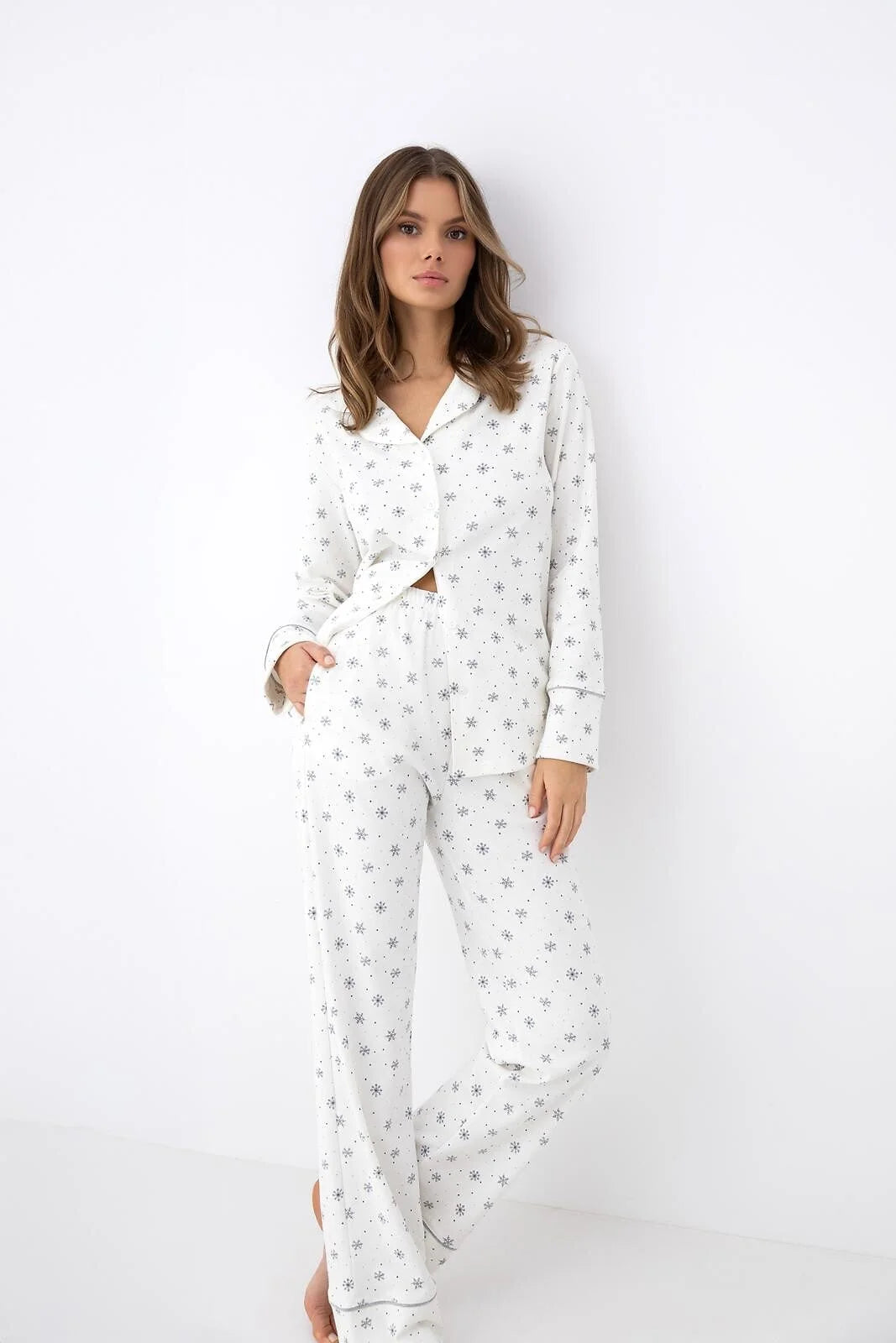 Monroe - pigiama lungo da donna in cotone interlock