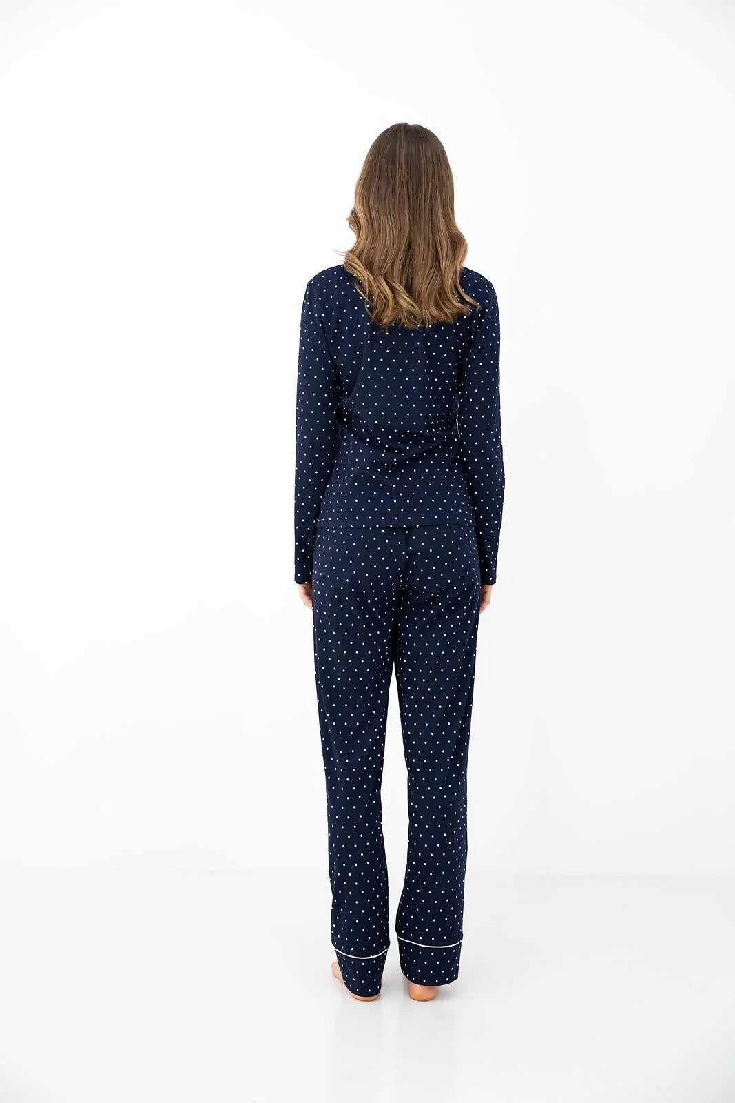 Morgan - pigiama da donna in cotone a pois con maniche
