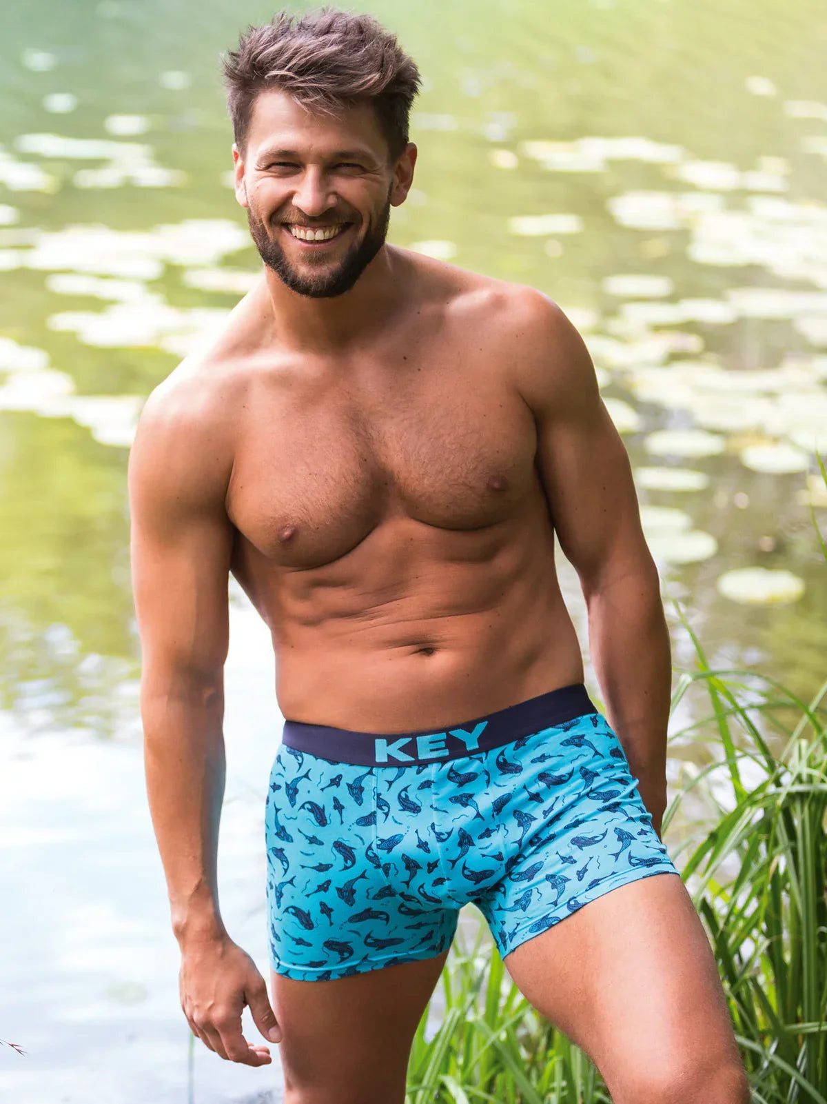 Mxh 941 - boxer uomo cotone fantasia pesci