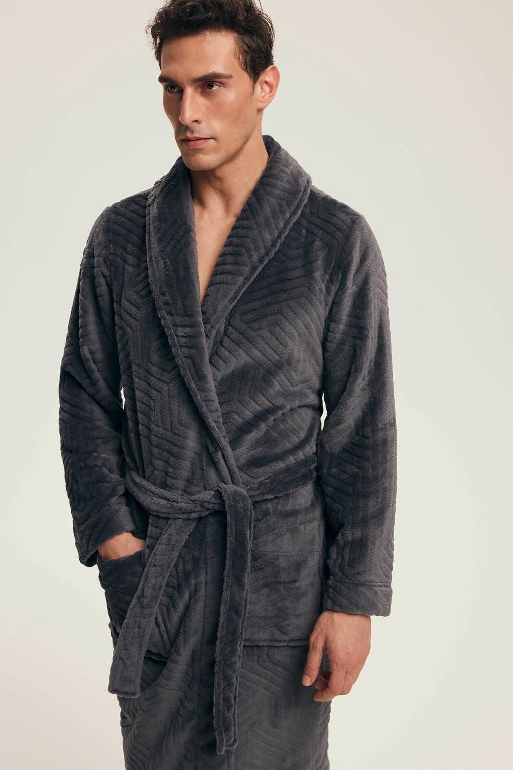 Nandu | vestaglia classica da uomo con fantasia a rilievo