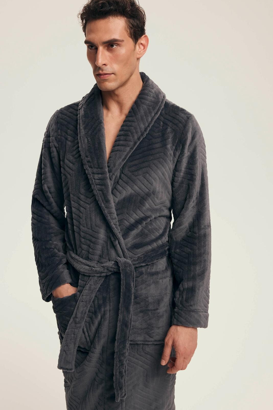 Nandu | vestaglia classica da uomo con fantasia a rilievo