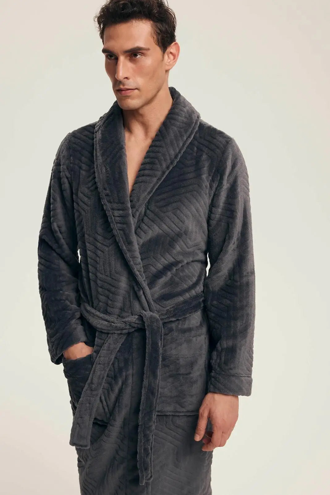 Nandu | vestaglia classica da uomo con fantasia a rilievo