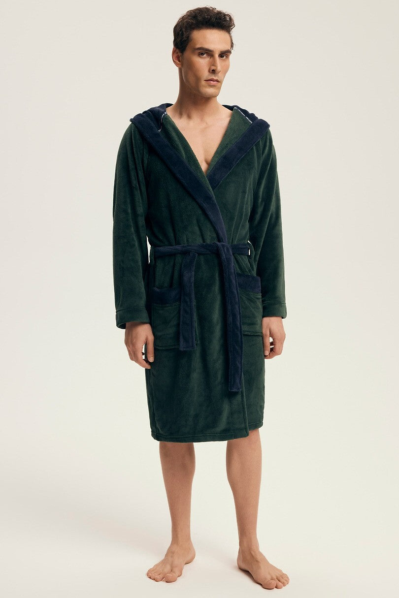 Natch | vestaglia da uomo in morbido pile con cappuccio