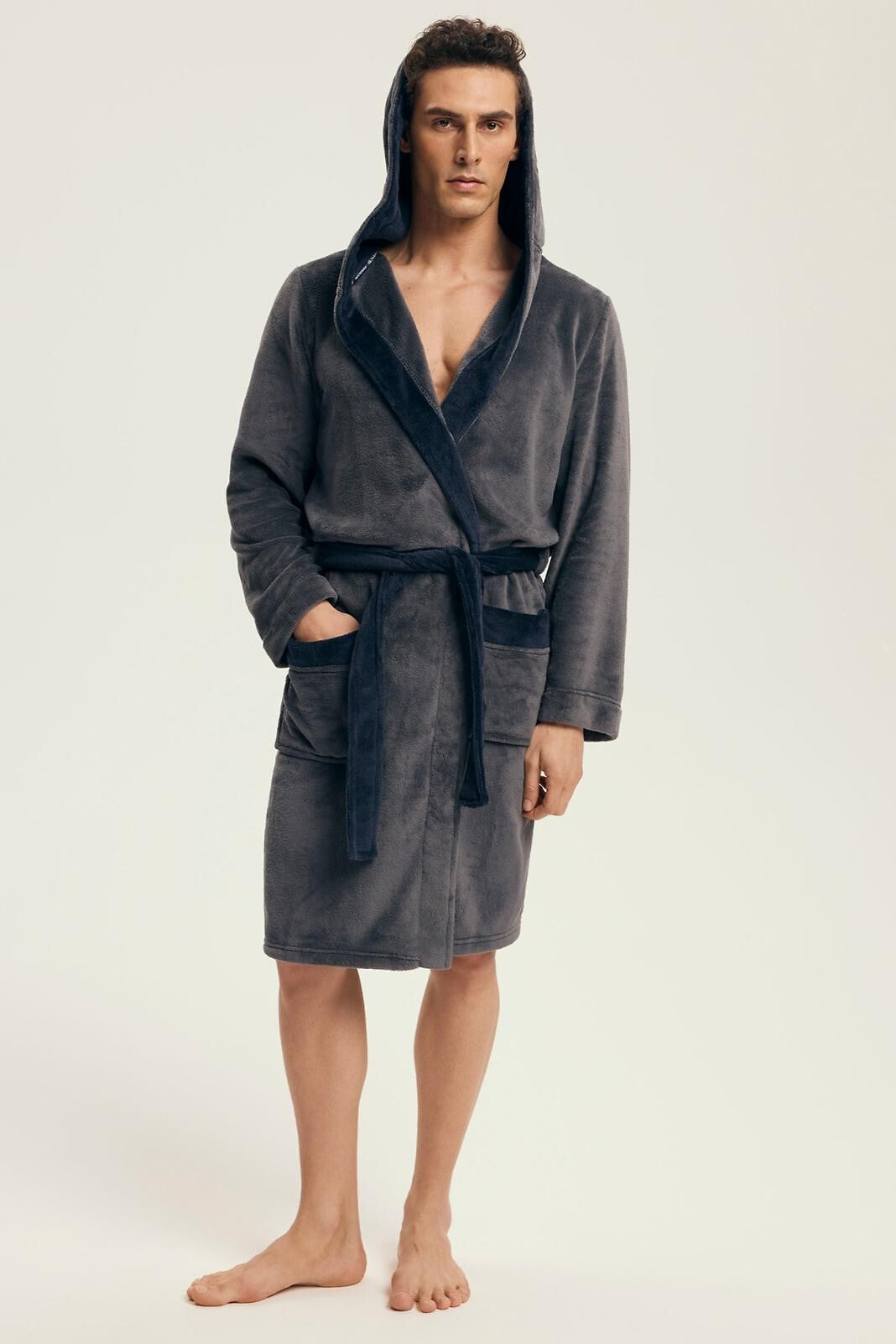Natch | vestaglia da uomo in morbido pile con cappuccio
