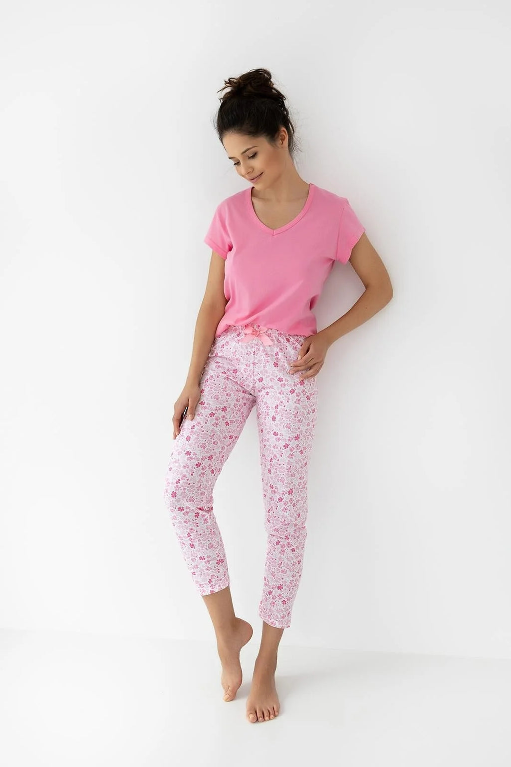 Nevaeh | pigiama da donna in 100% cotone - pink flower