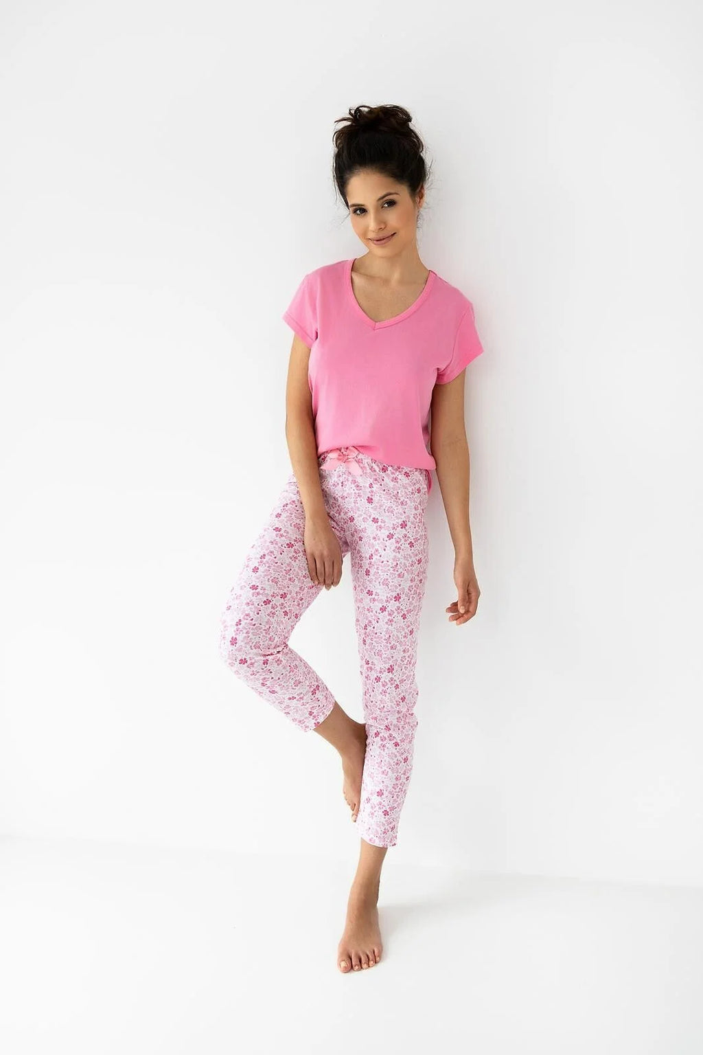 Nevaeh | pigiama da donna in 100% cotone - pink flower