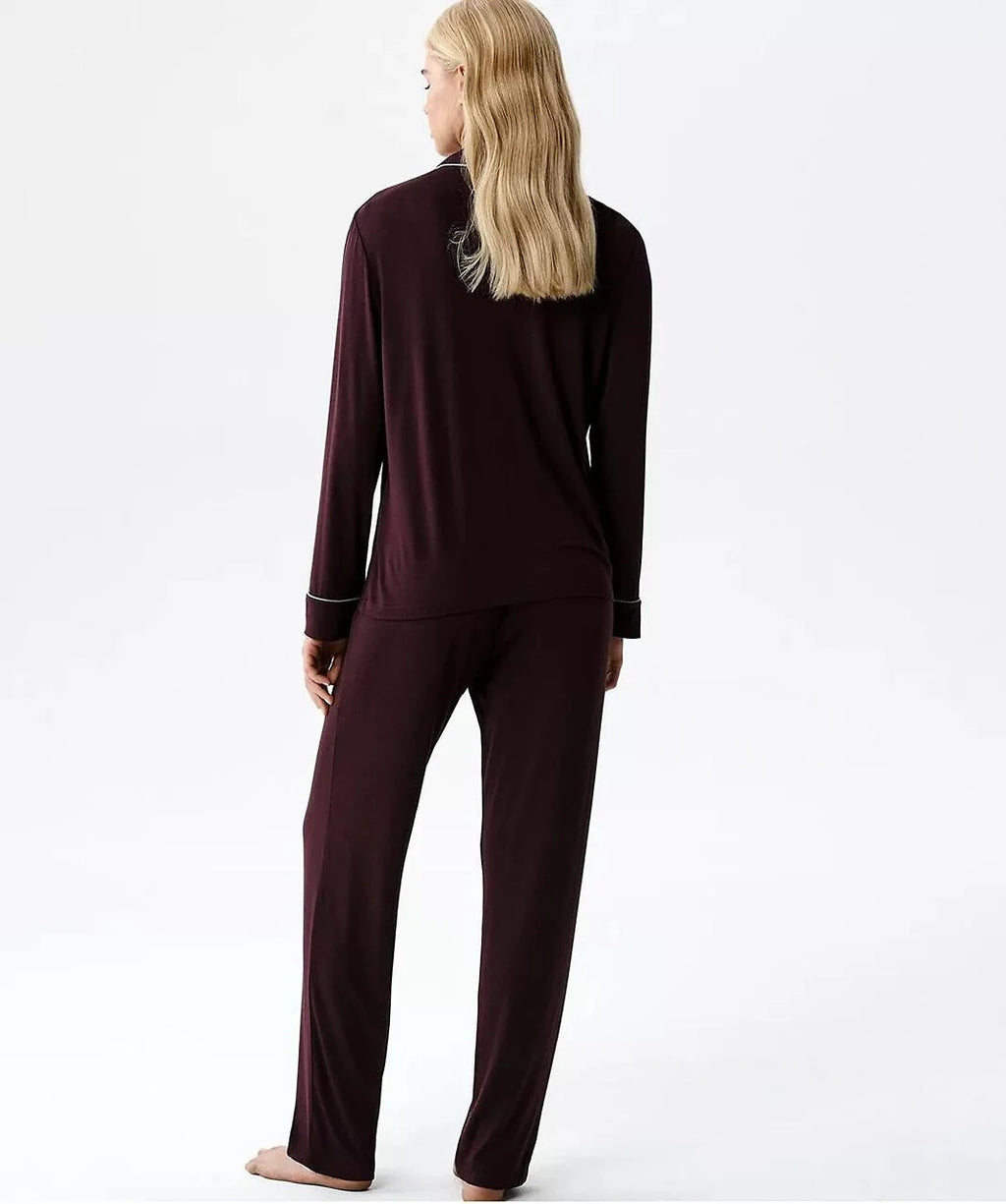 Nlp-495 - vino - pigiama da donna in modal con maglia