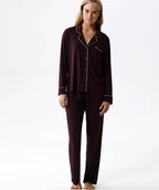 Nlp-495 - vino - pigiama da donna in modal con maglia