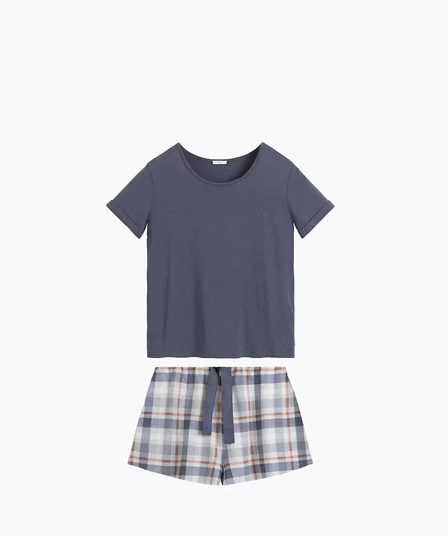 Nlp-512 - blu - pigiama corto da donna in modal e cotone