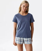 Nlp-512 - blu - pigiama corto da donna in modal e cotone