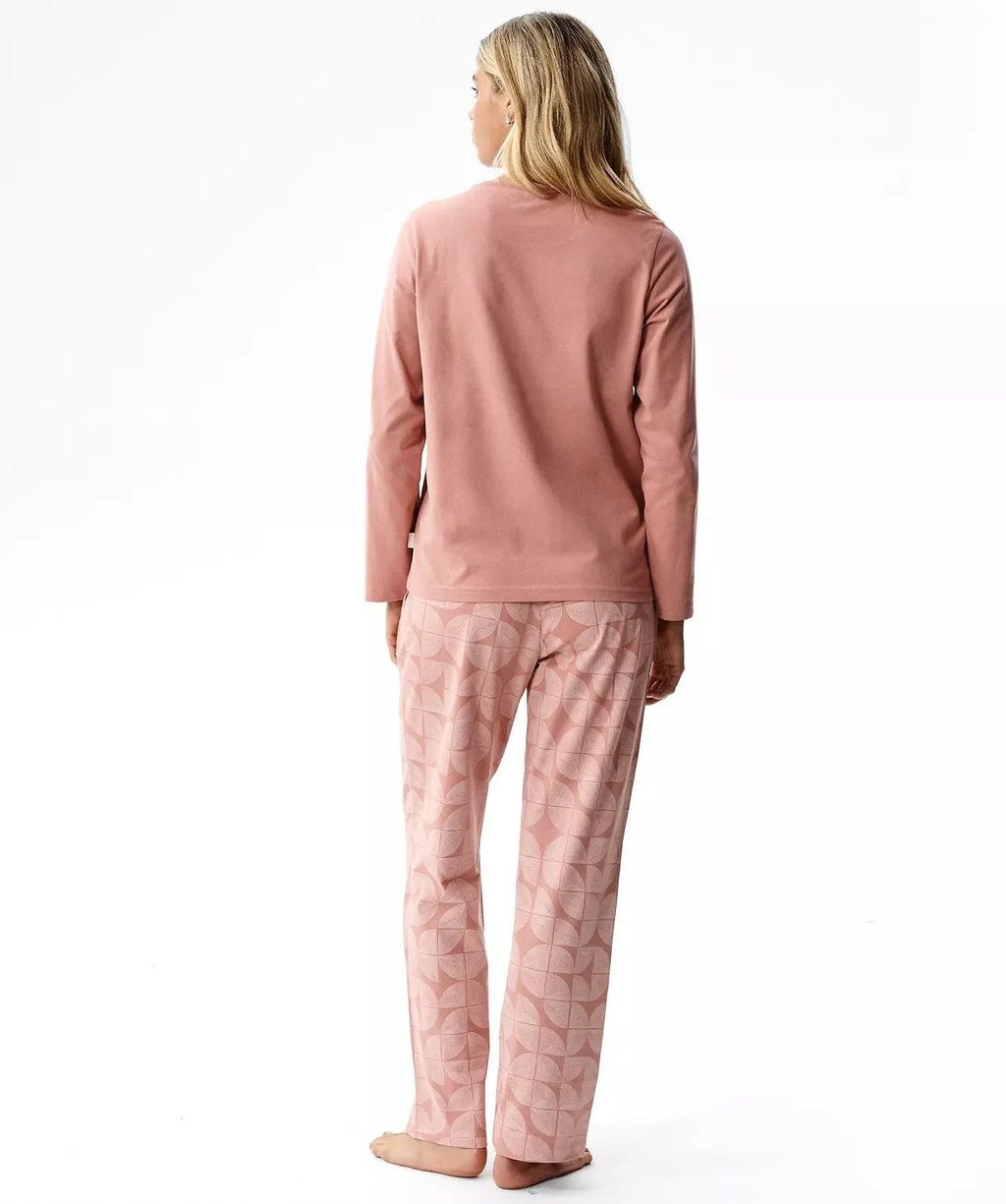 Nlp-522 - pigiama lungo da donna in cotone effetto pesca