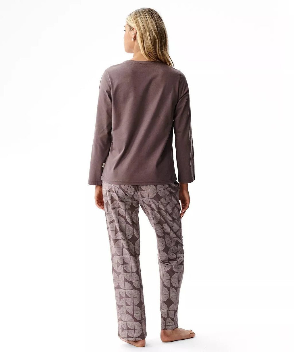 Nlp-522 - pigiama lungo da donna in cotone effetto pesca