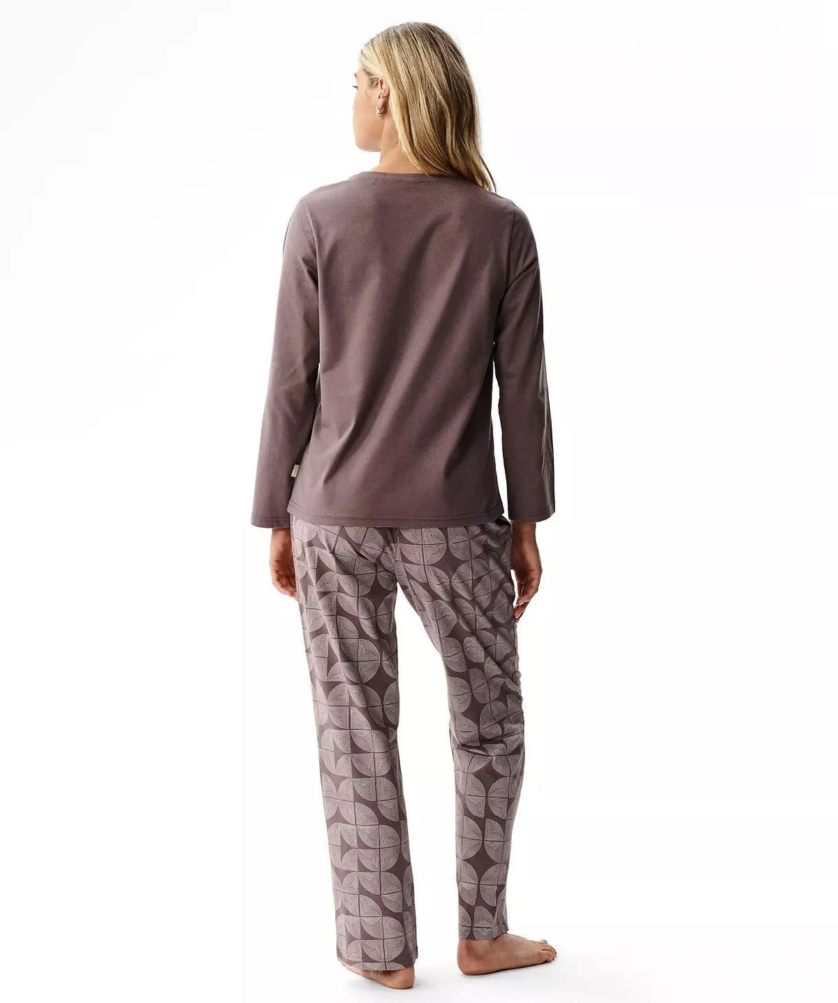 Nlp-522 - pigiama lungo da donna in cotone effetto pesca