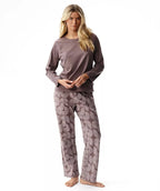 Nlp-522 - pigiama lungo da donna in cotone effetto pesca