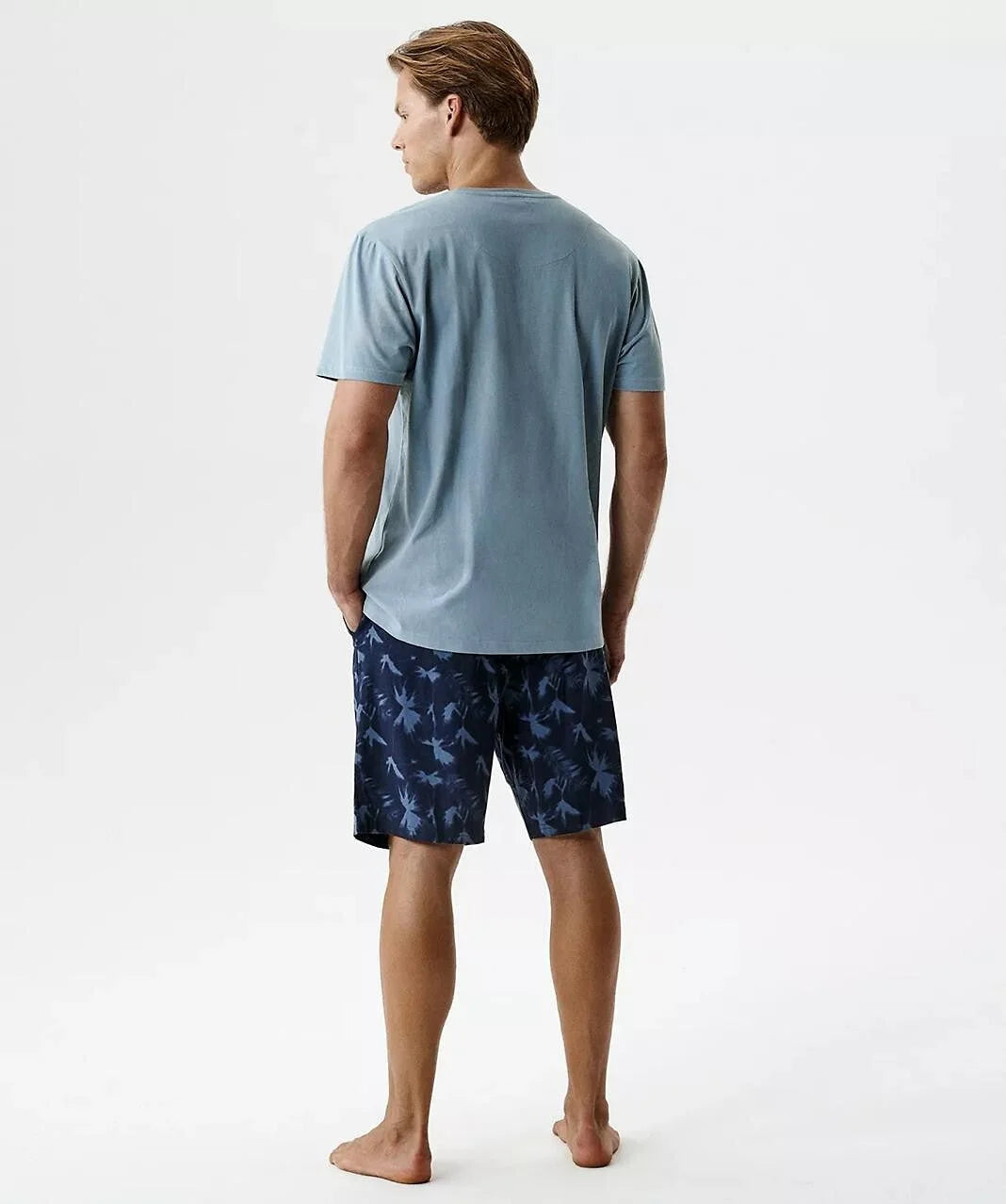 Nmp-399 - azzurro - pigiama estivo da uomo in cotone